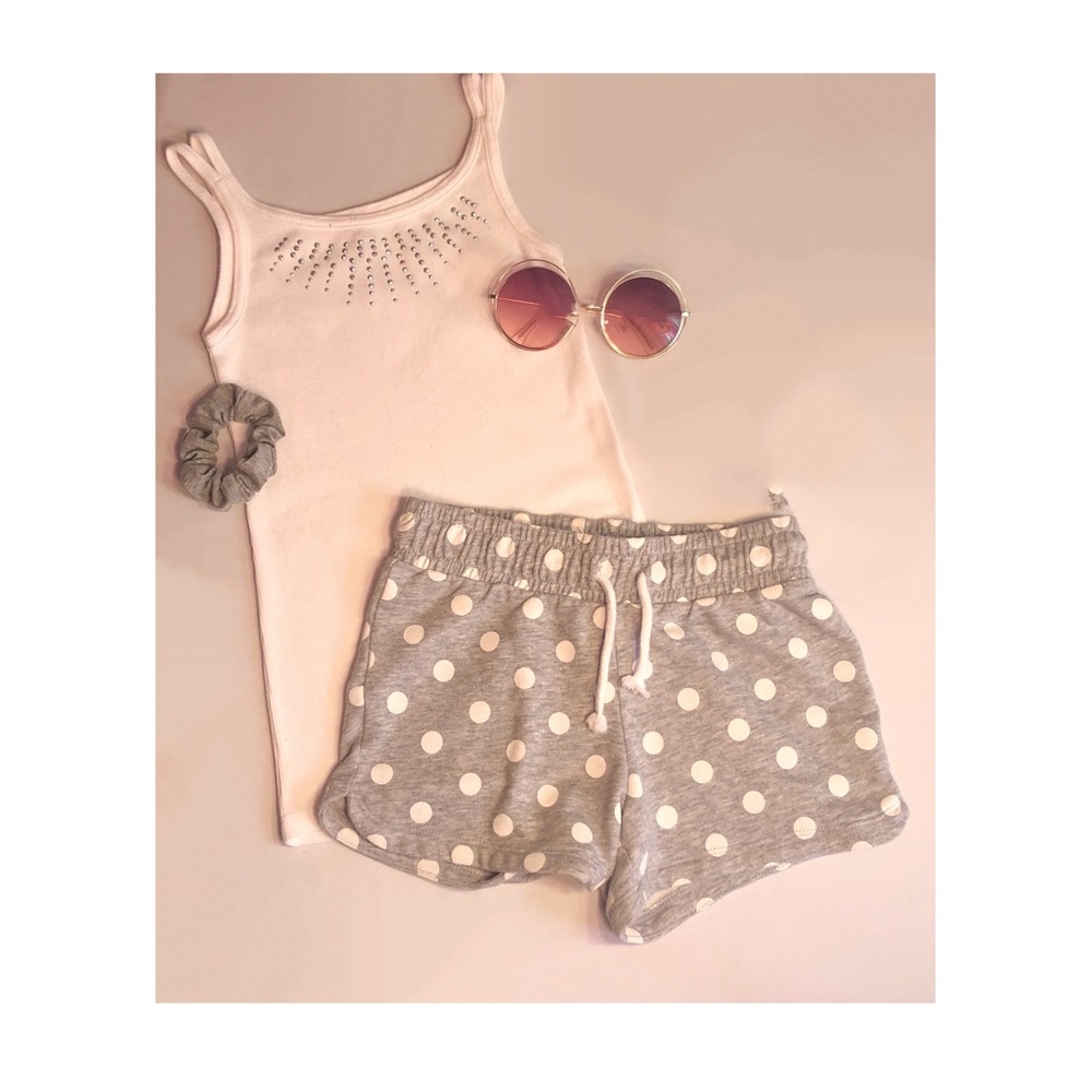 White bedazzled neck line tank top